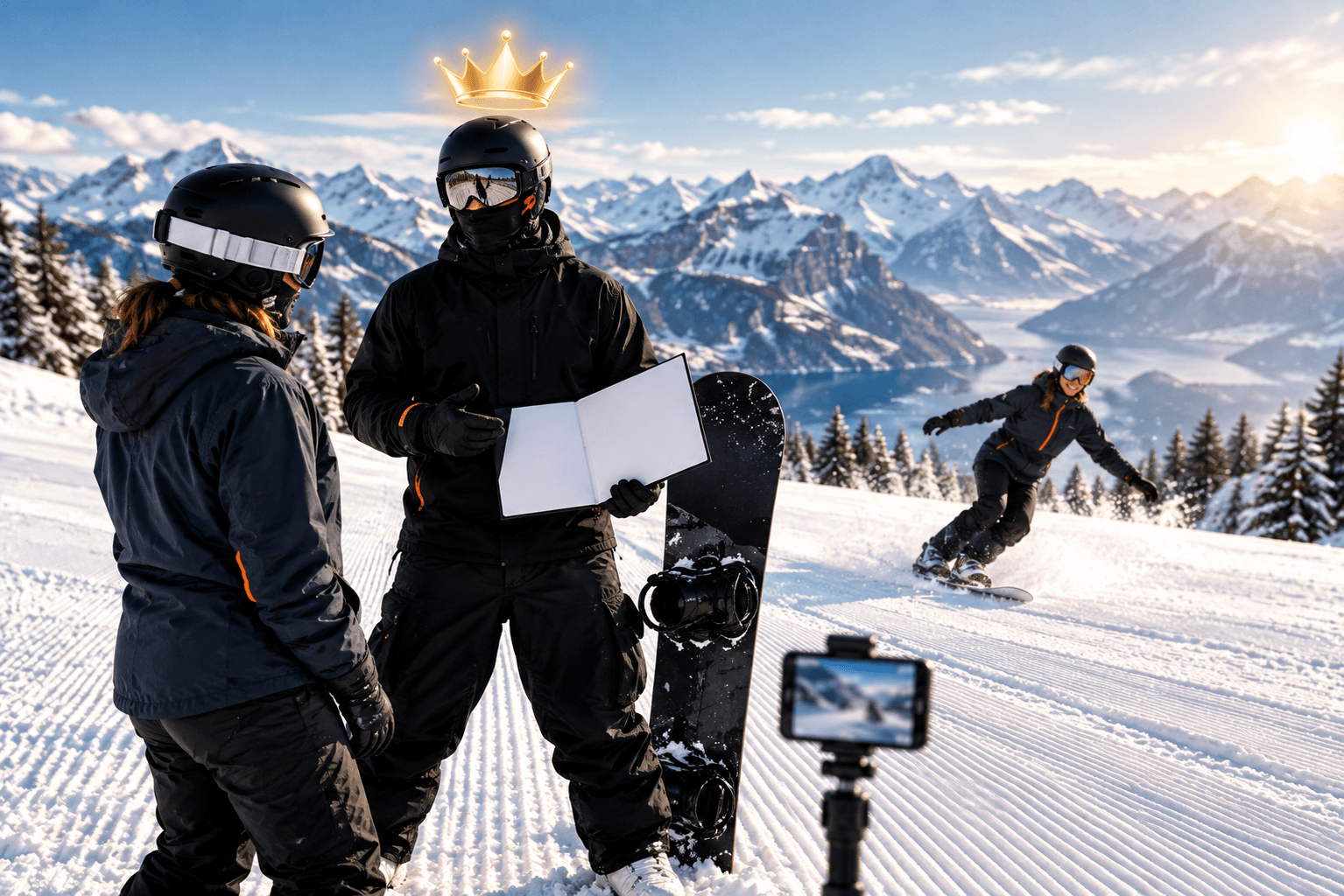 Javi, der Snowboard-Coach, auf dem Schnee in Flumserberg.